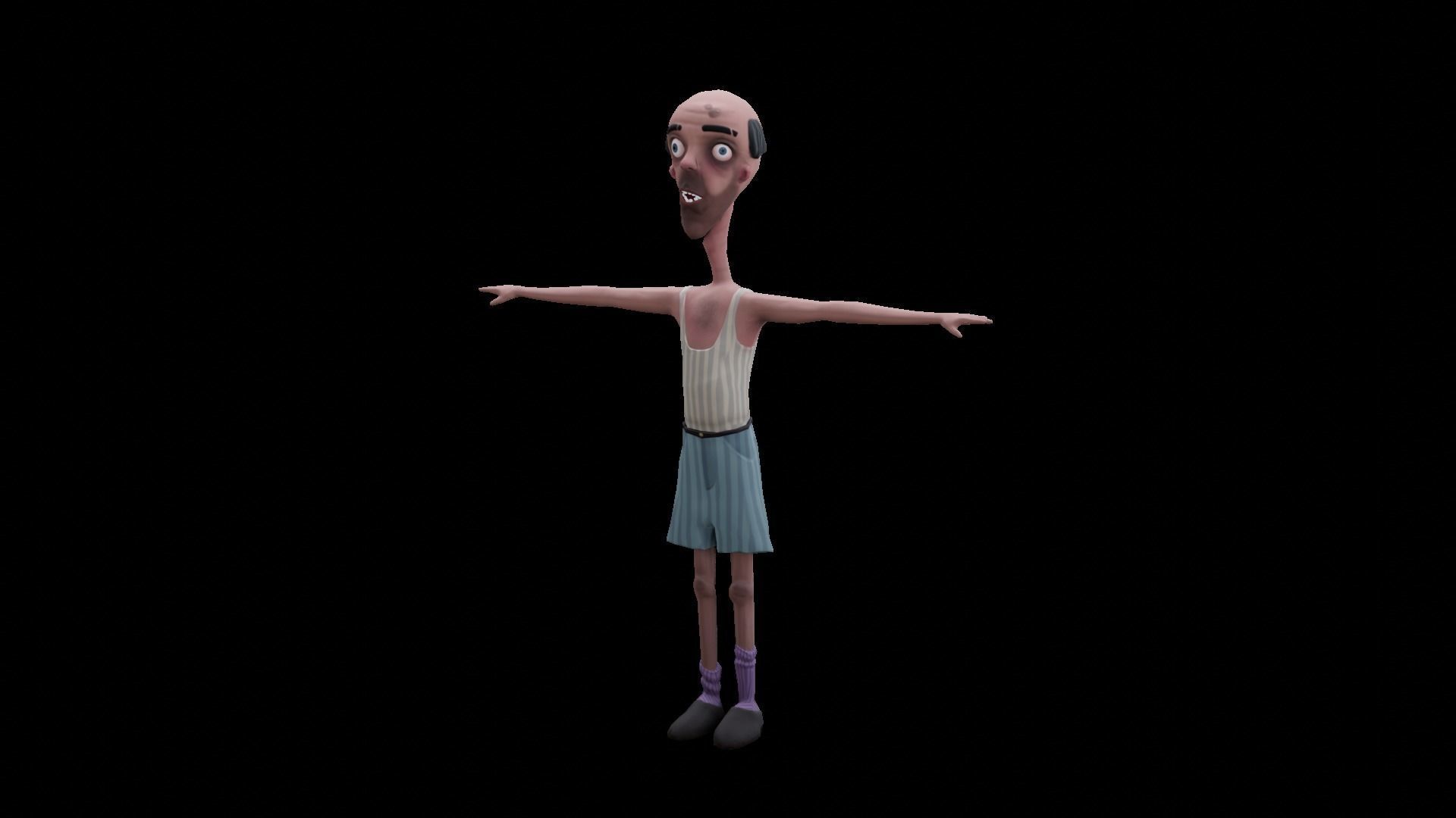 Carl - Rigged Animated Looney Character Low-poly 3D model_3
