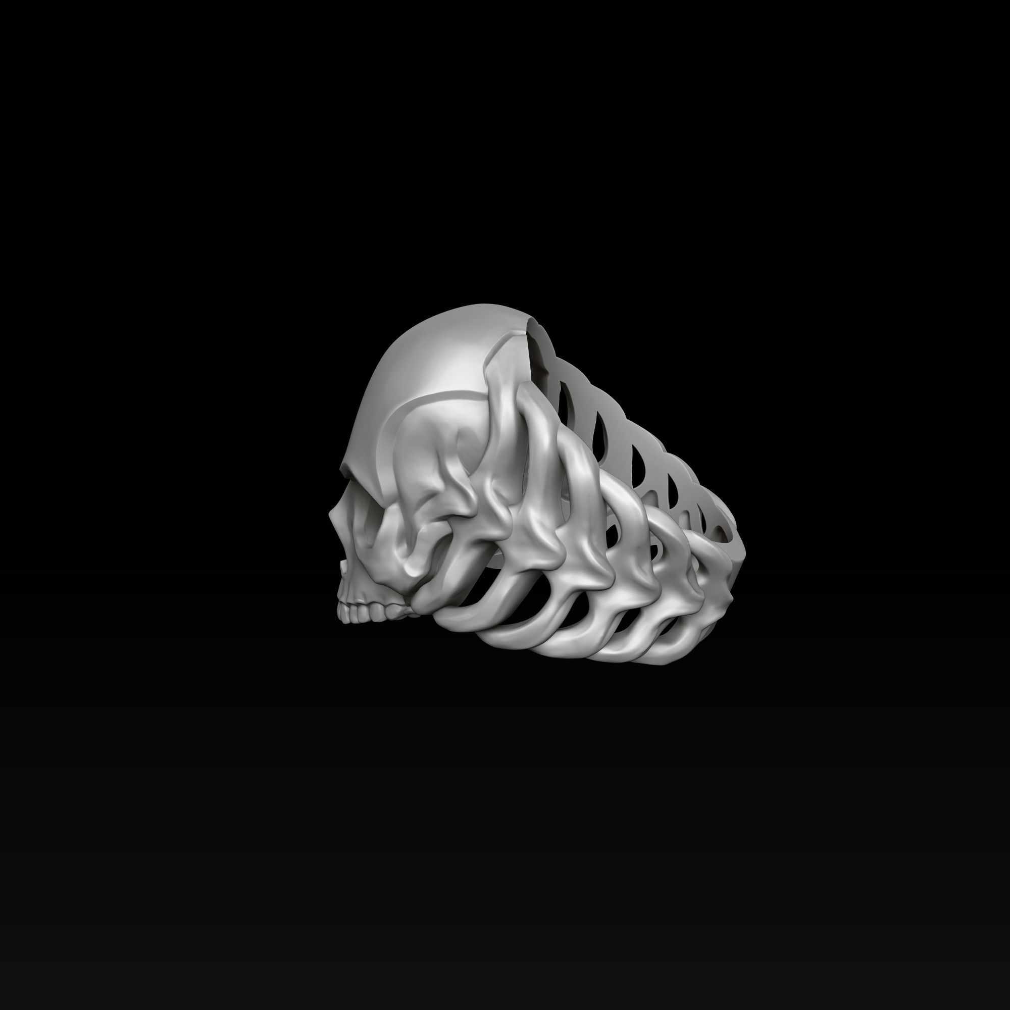 Skull Skeleton Ring 3D print model_1