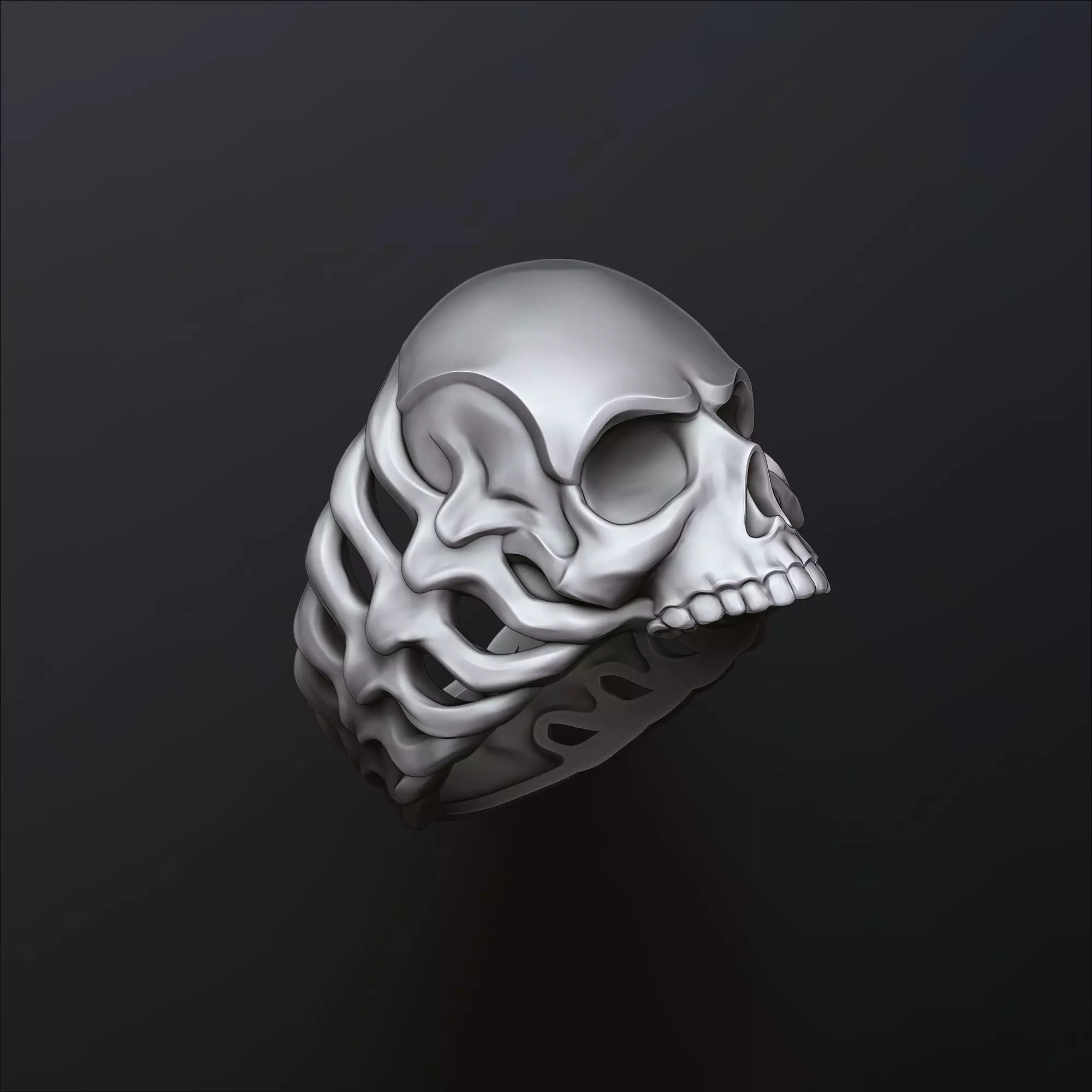 Skull Skeleton Ring 3D print model_0