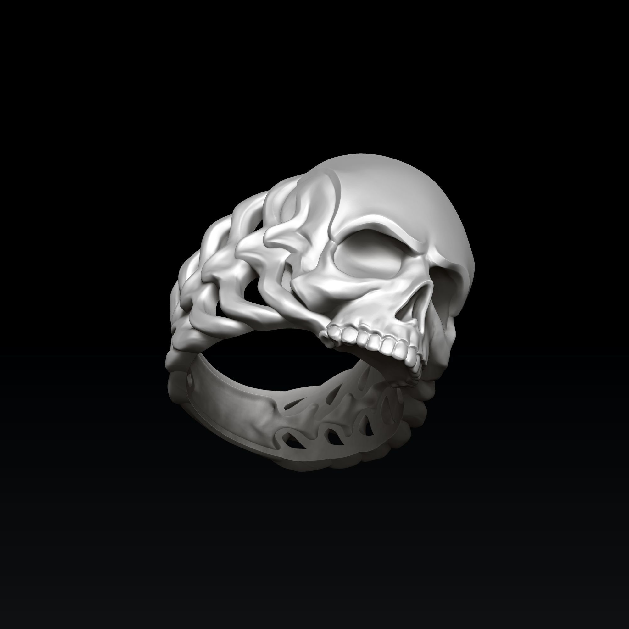 Skull Skeleton Ring 3D print model_4