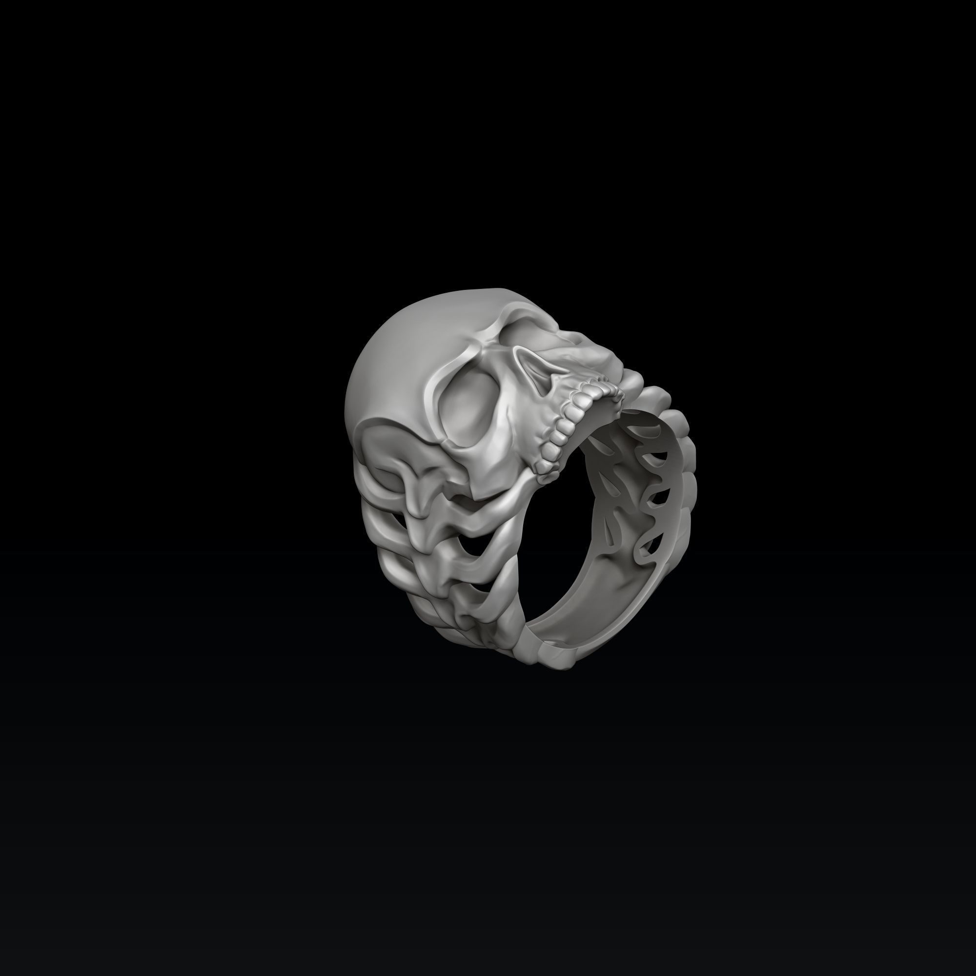 Skull Skeleton Ring 3D print model_2