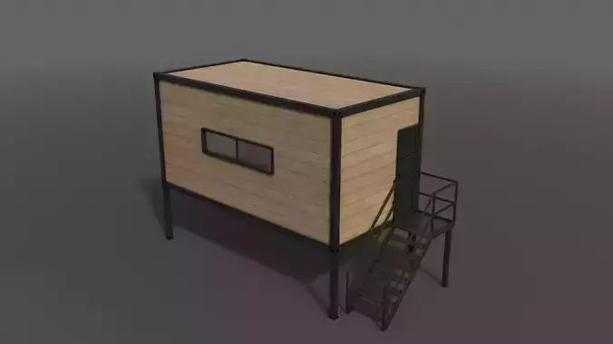 PBR Container House AC 20ft V5 Low-poly 3D model