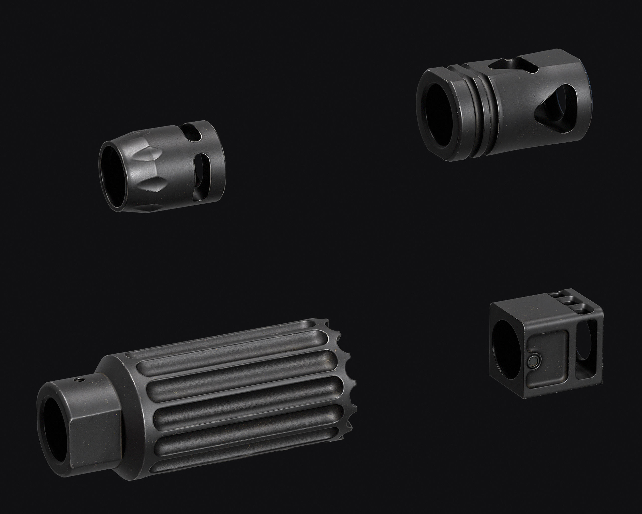 Weapon Muzzle - Suppressor Pack Low-poly 3D model_2