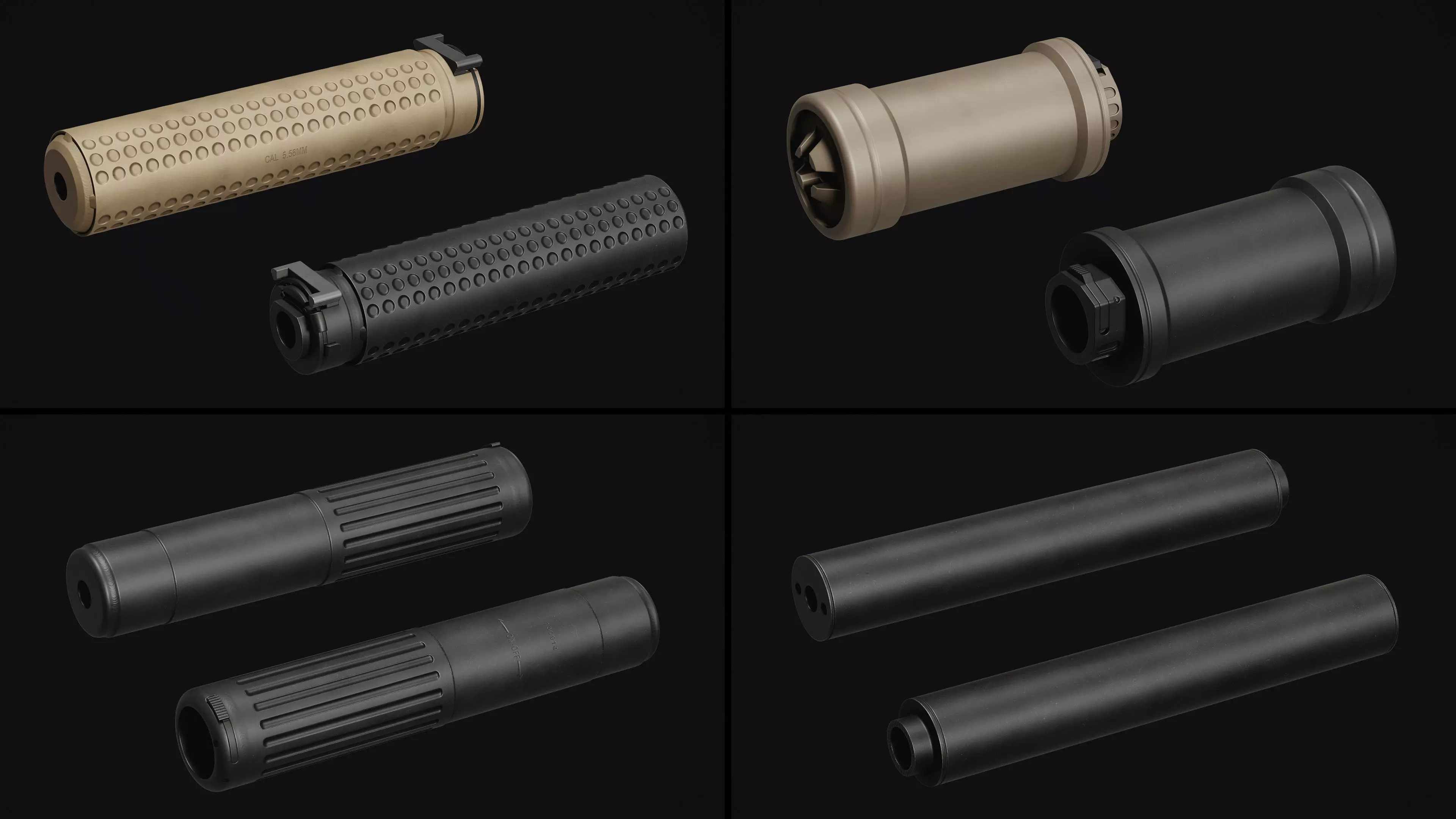 Weapon Muzzle - Suppressor Pack Low-poly 3D model_10
