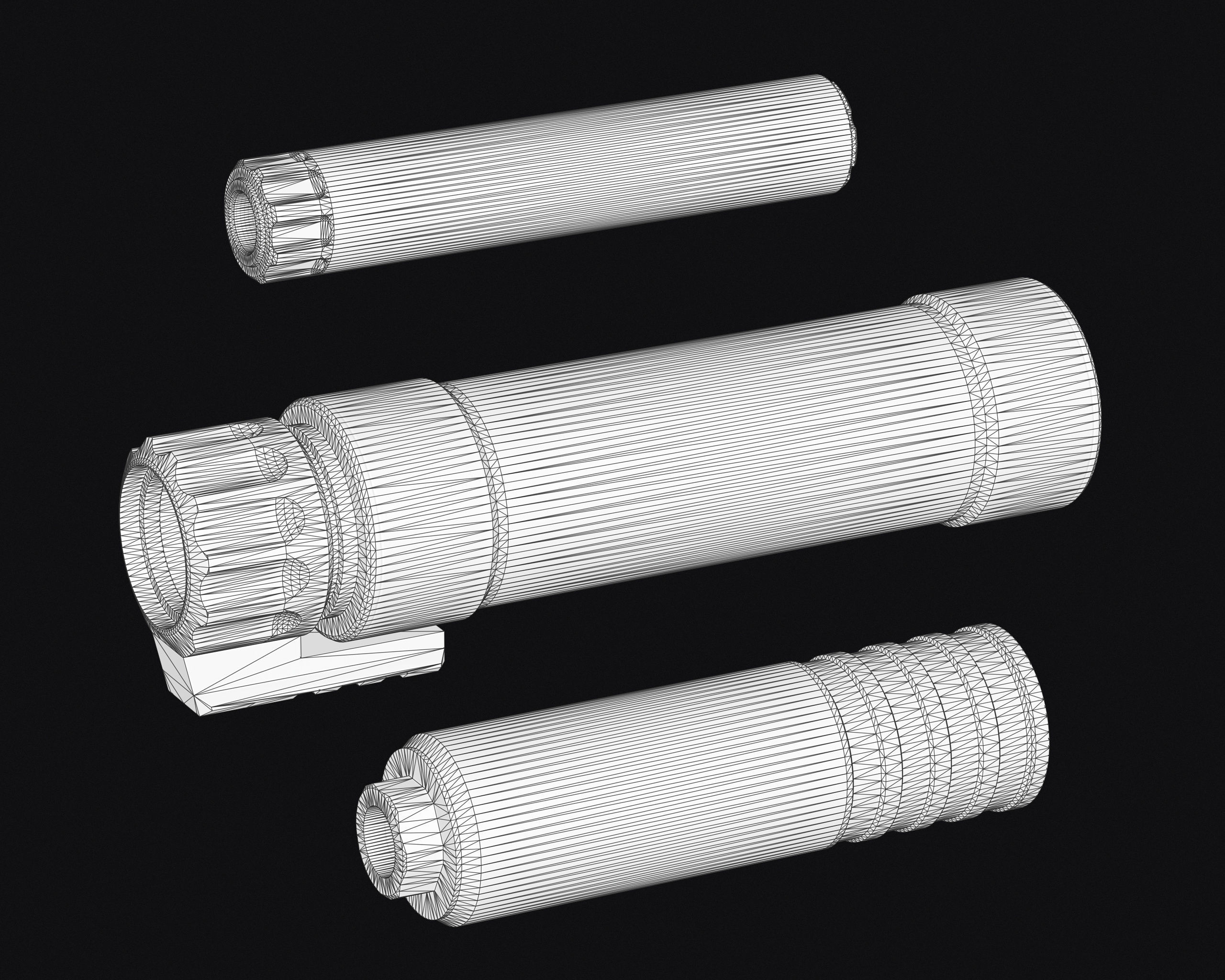 Weapon Muzzle - Suppressor Pack Low-poly 3D model_15