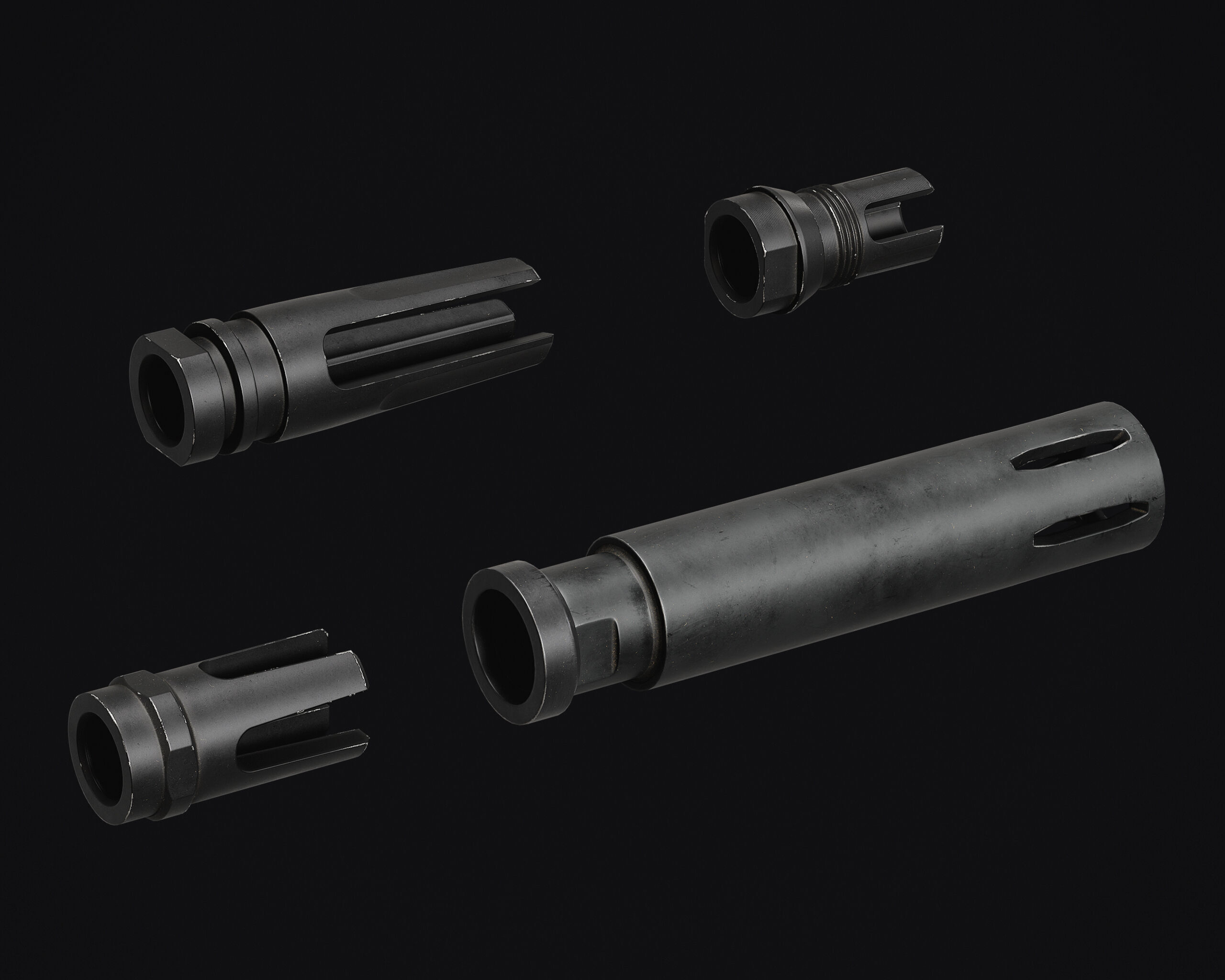 Weapon Muzzle - Suppressor Pack Low-poly 3D model_7