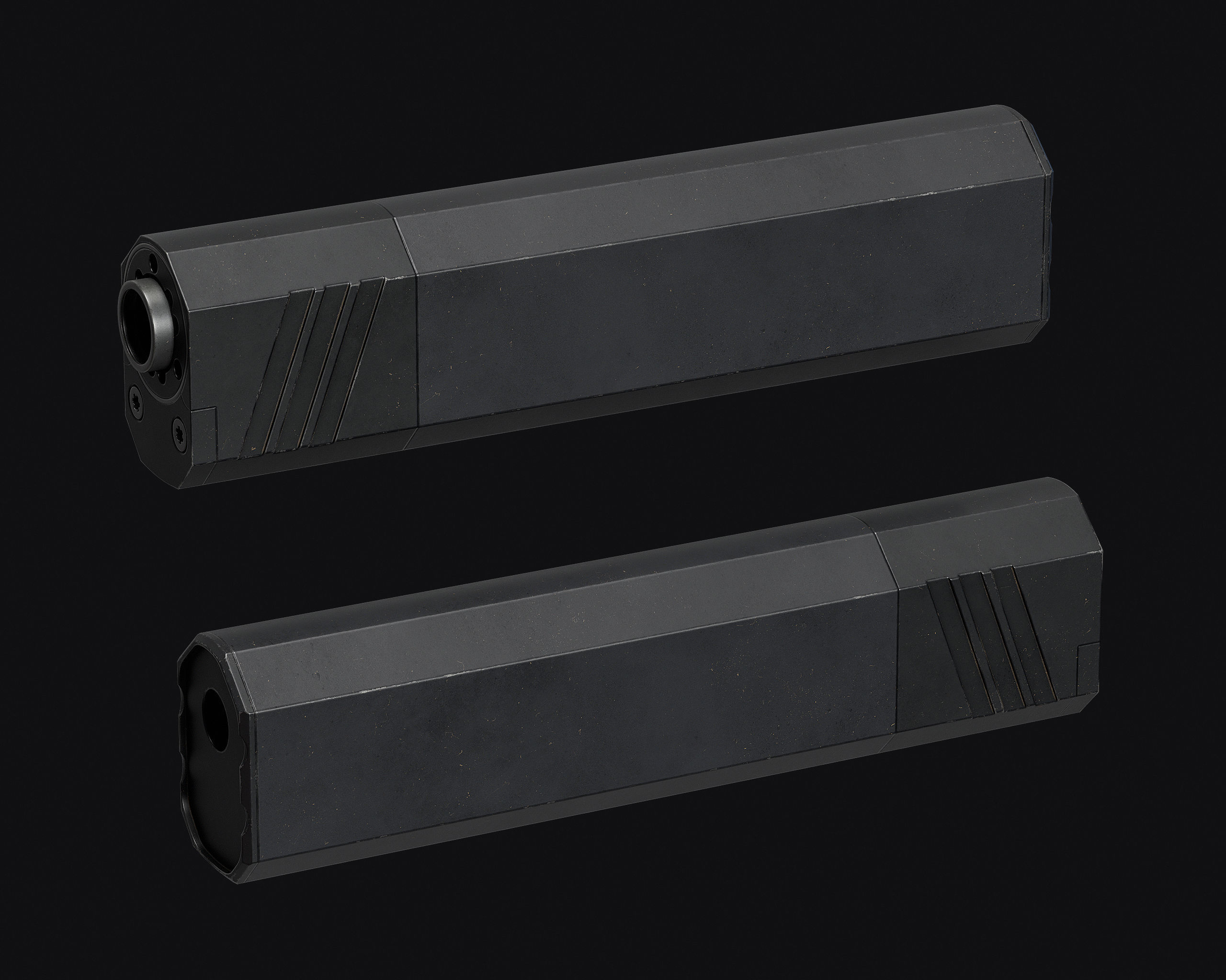 Weapon Muzzle - Suppressor Pack Low-poly 3D model_6