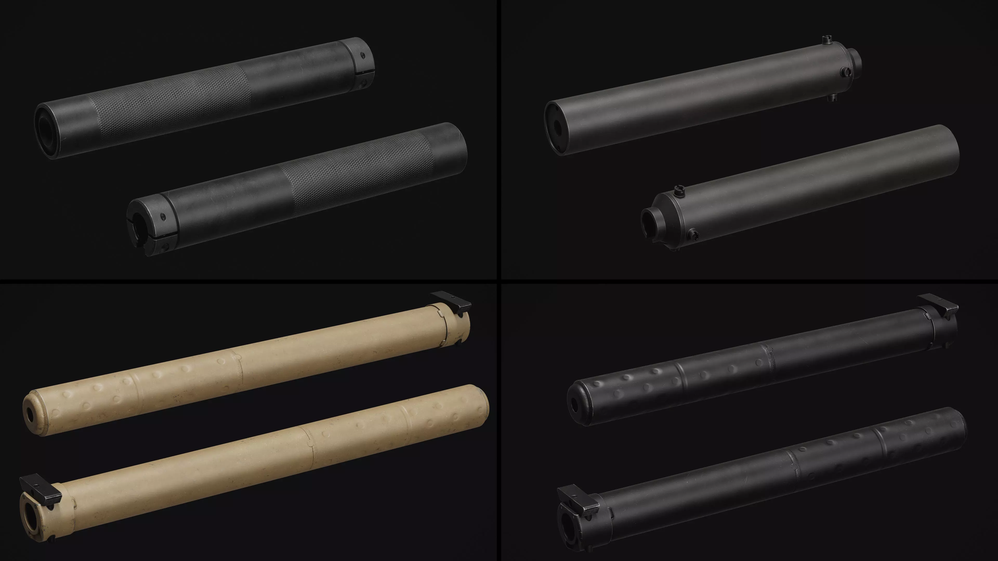 Weapon Muzzle - Suppressor Pack Low-poly 3D model_9