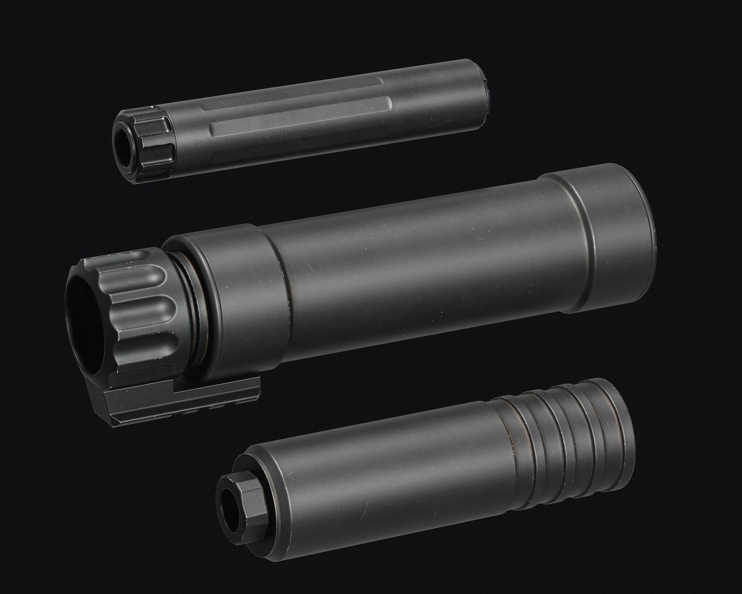 Weapon Muzzle - Suppressor Pack Low-poly 3D model_3