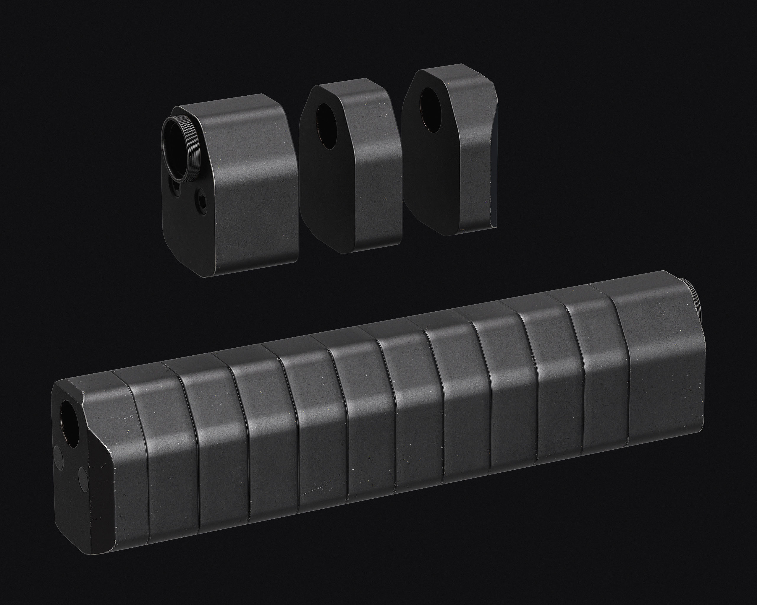Weapon Muzzle - Suppressor Pack Low-poly 3D model_4