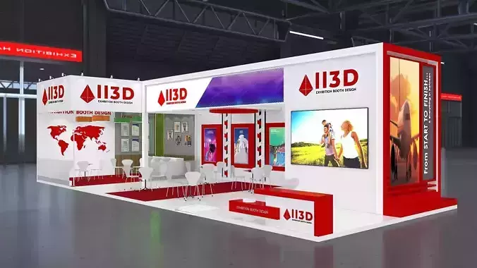 Exhibition Stand Stall Two Side Open 15X6 3D model