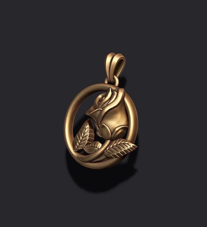 rose  pendant 3D print model_4