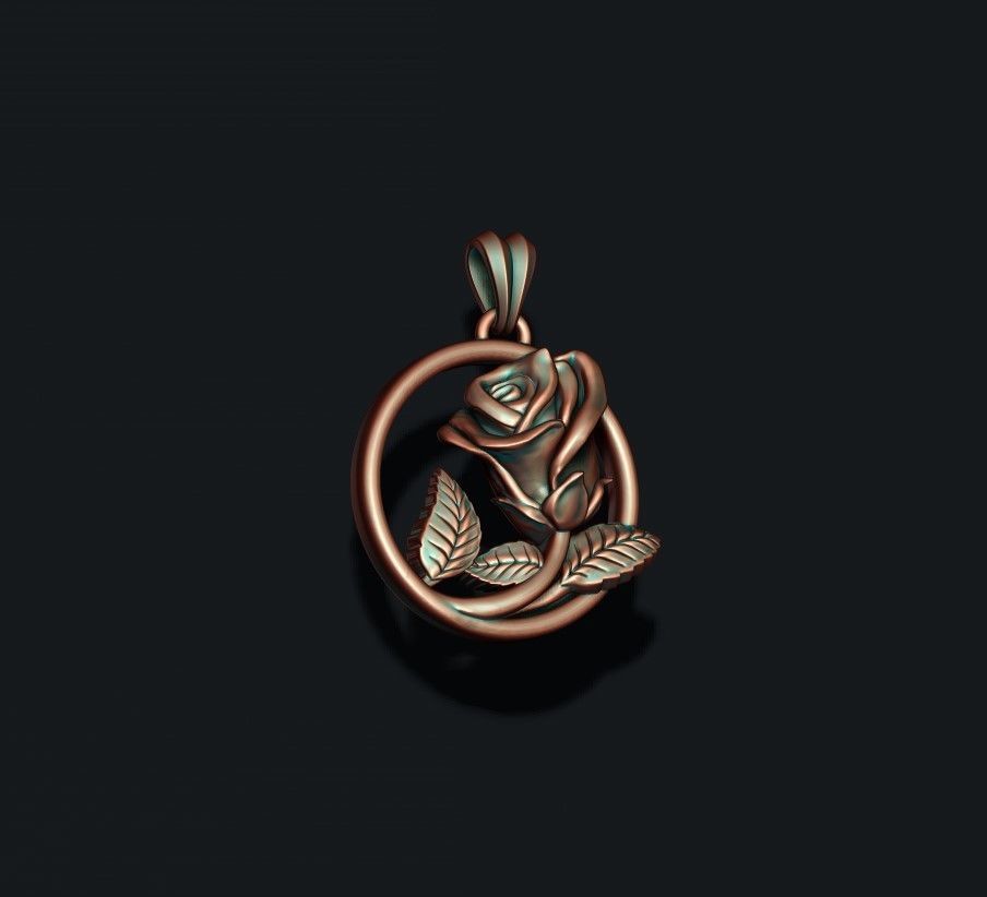 rose  pendant 3D print model_3
