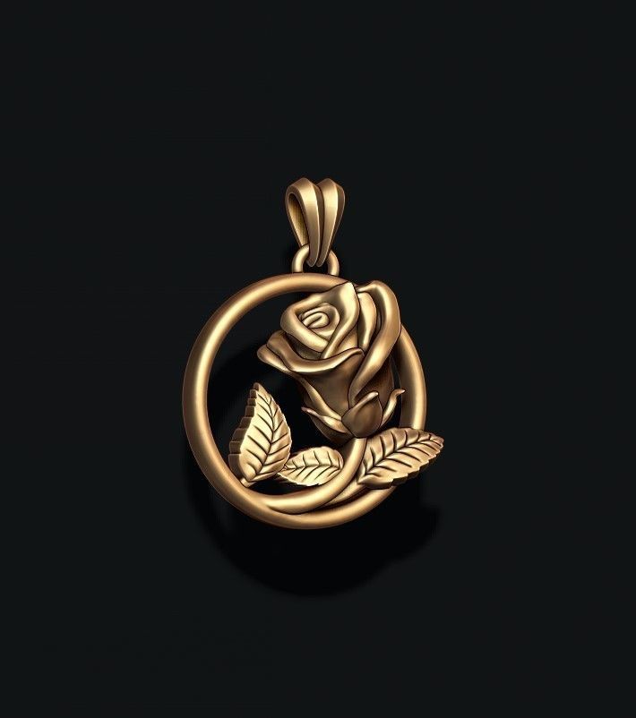 rose  pendant 3D print model_2