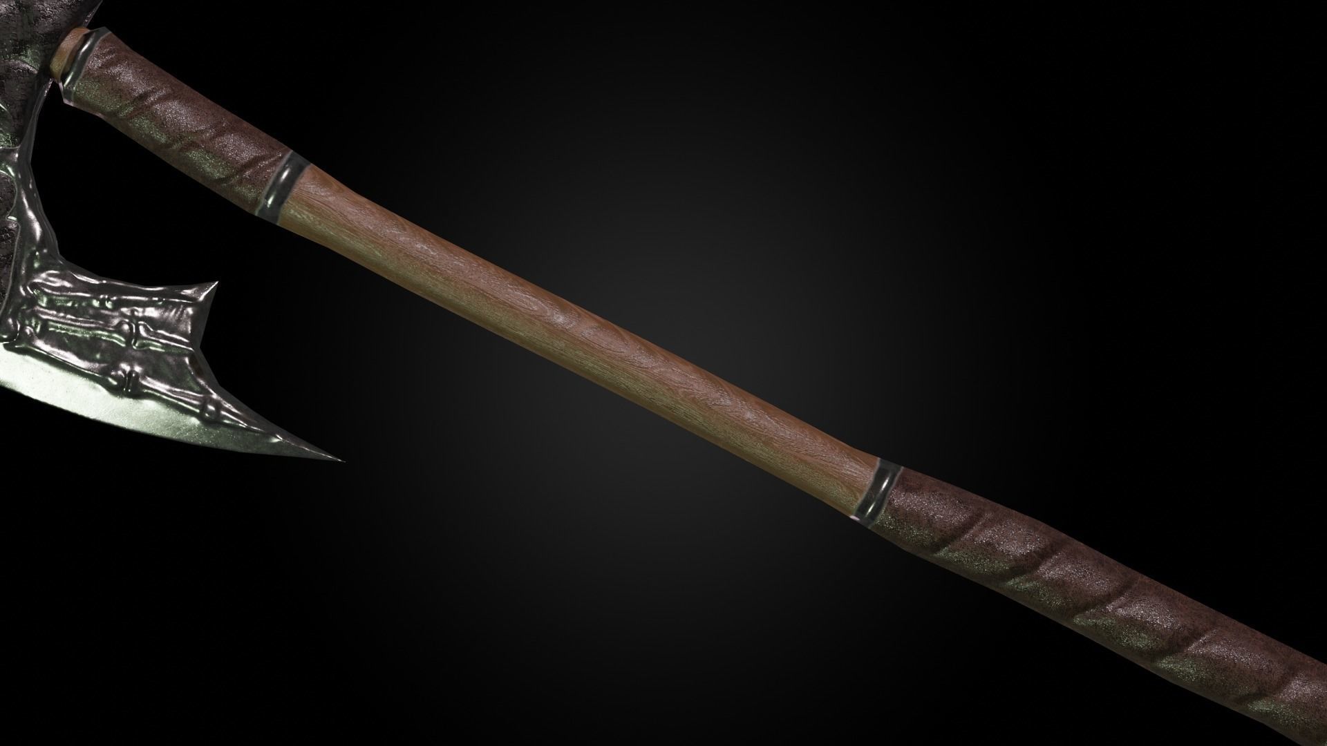 Dragon battleaxe Low-poly 3D model_10