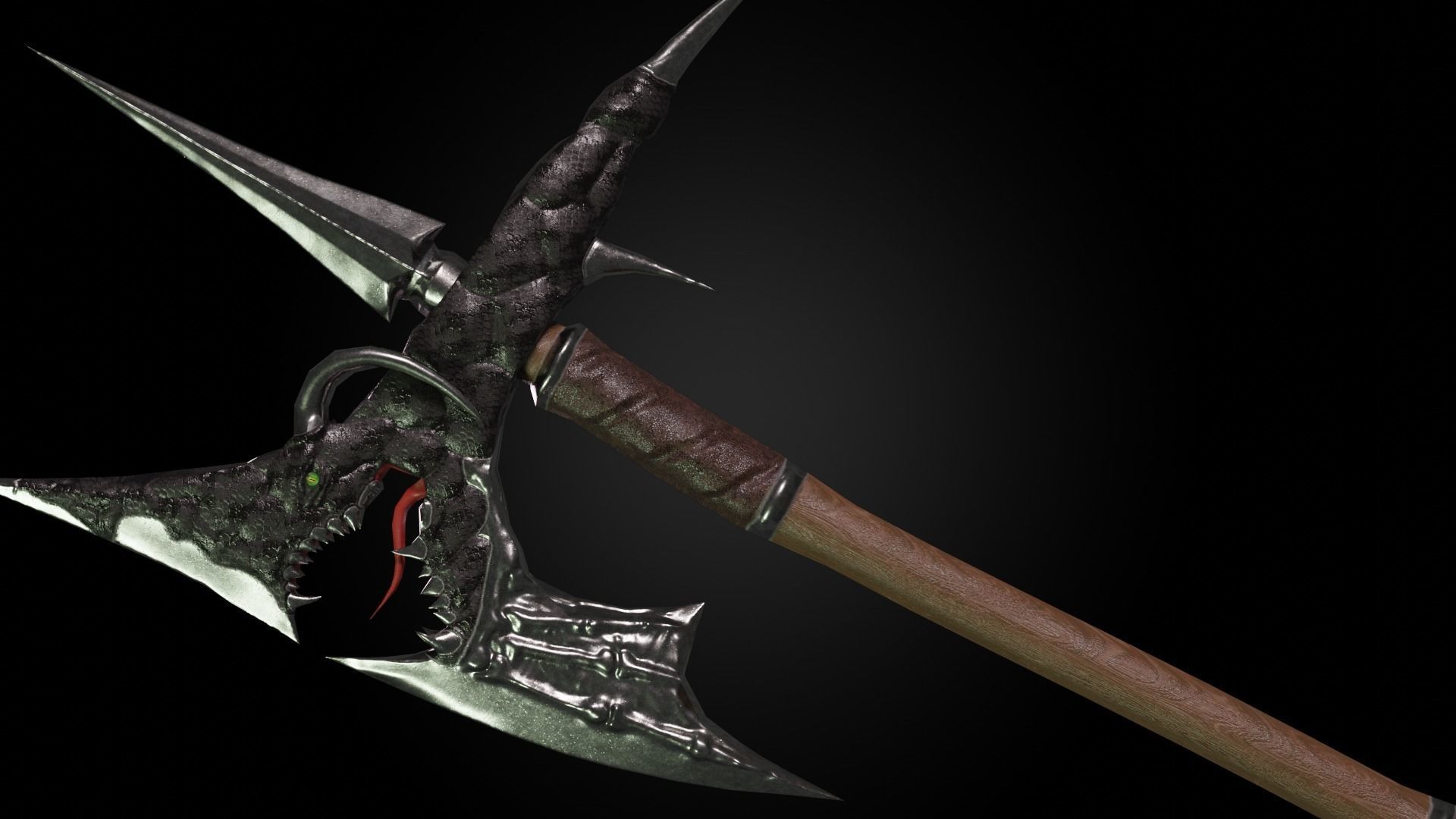 Dragon battleaxe Low-poly 3D model_7