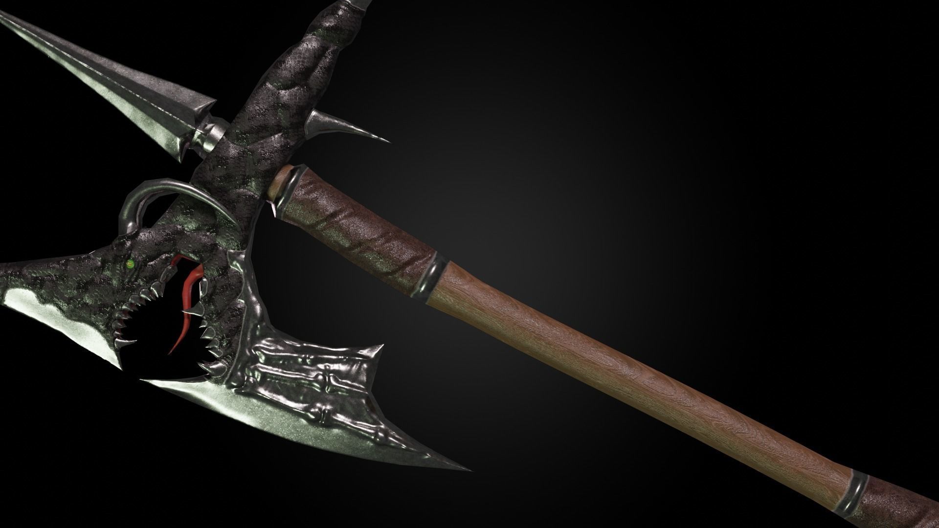 Dragon battleaxe Low-poly 3D model_8