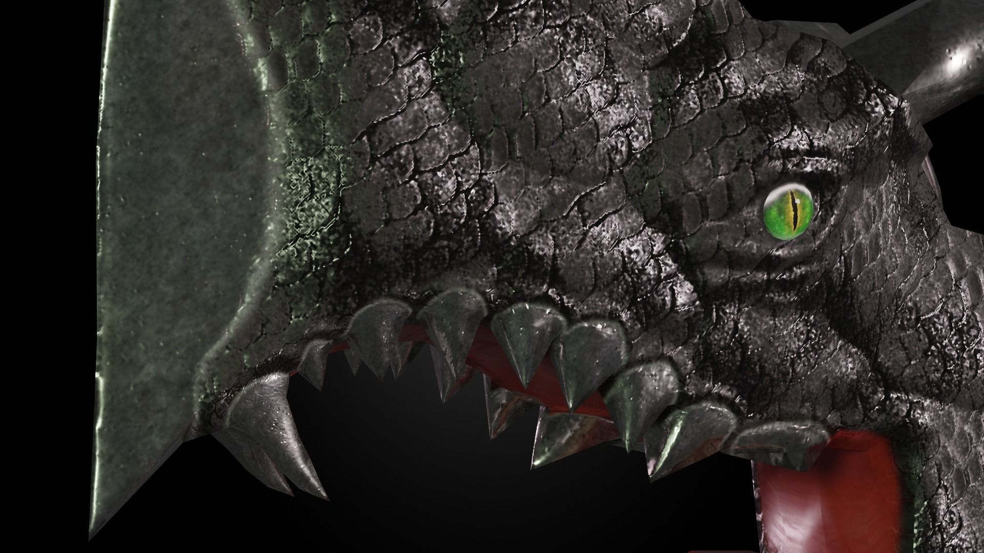 Dragon battleaxe Low-poly 3D model_3