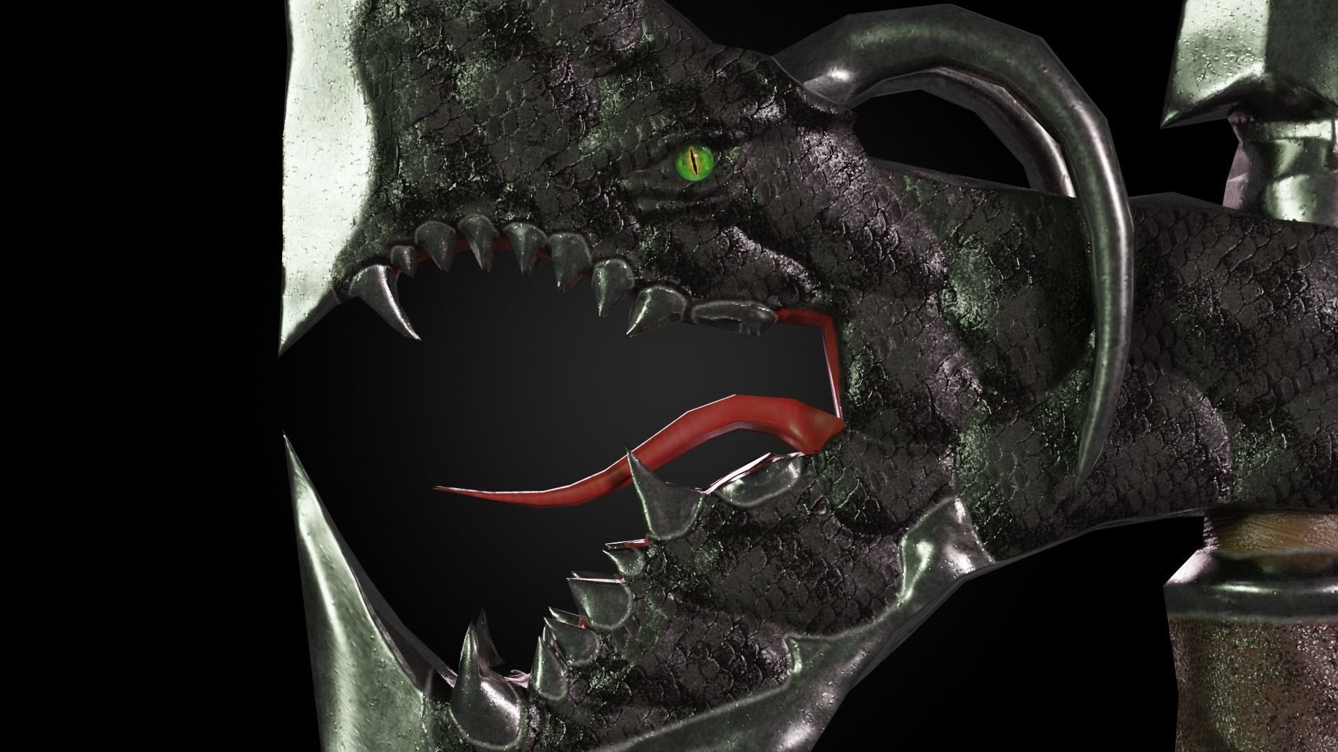 Dragon battleaxe Low-poly 3D model_4