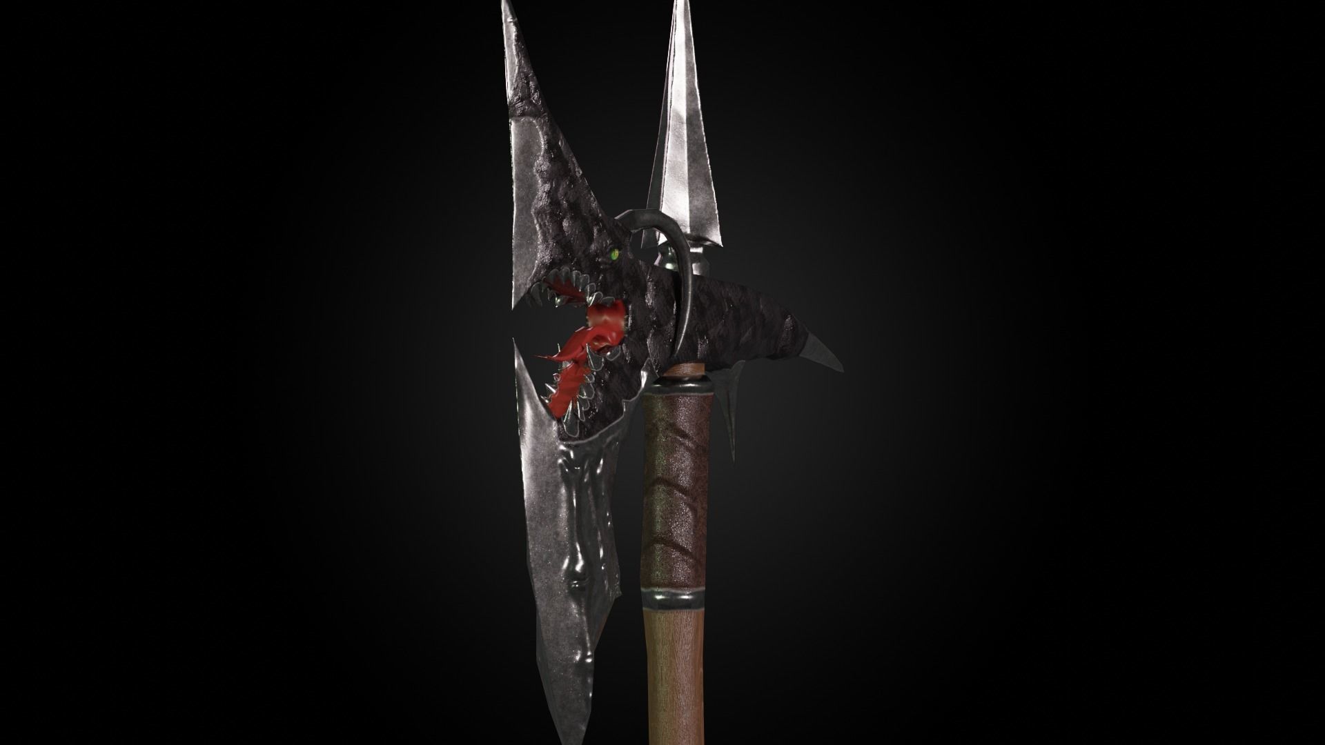 Dragon battleaxe Low-poly 3D model_21