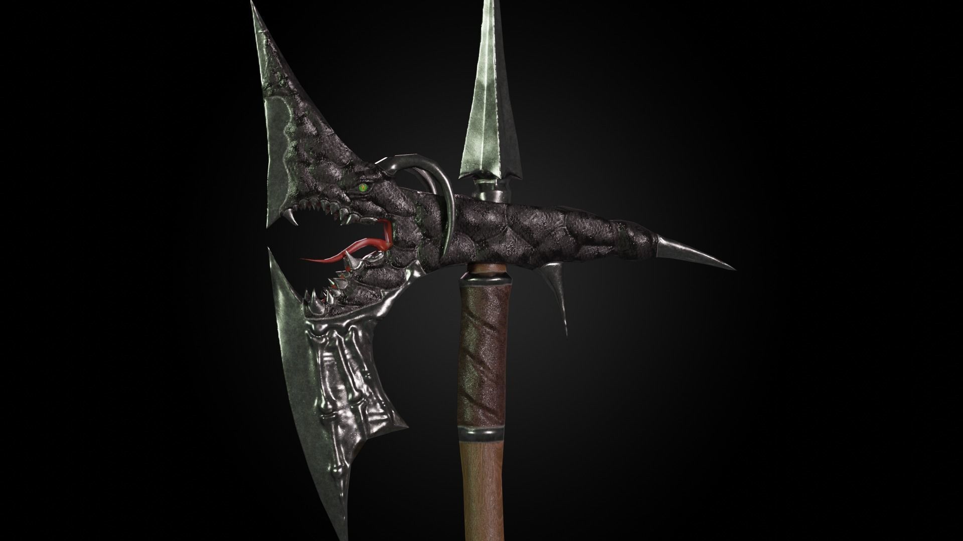 Dragon battleaxe Low-poly 3D model_18