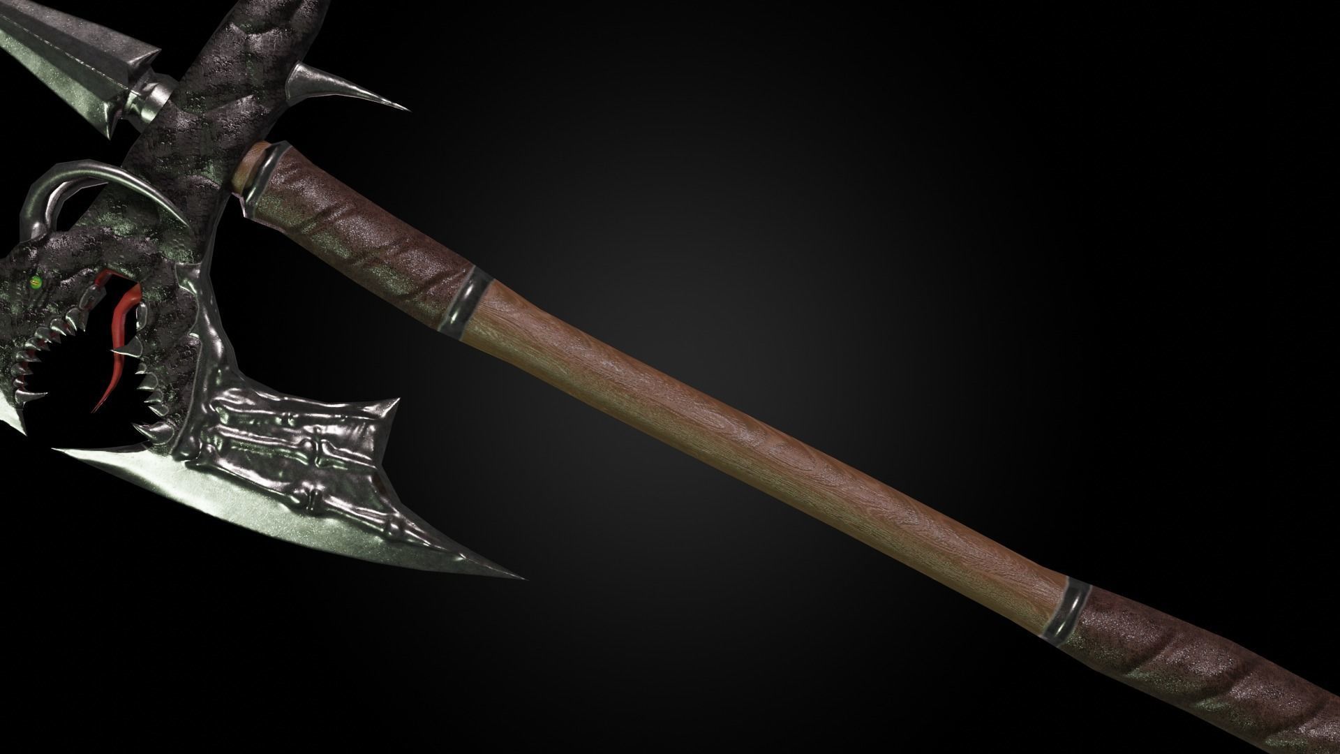 Dragon battleaxe Low-poly 3D model_9