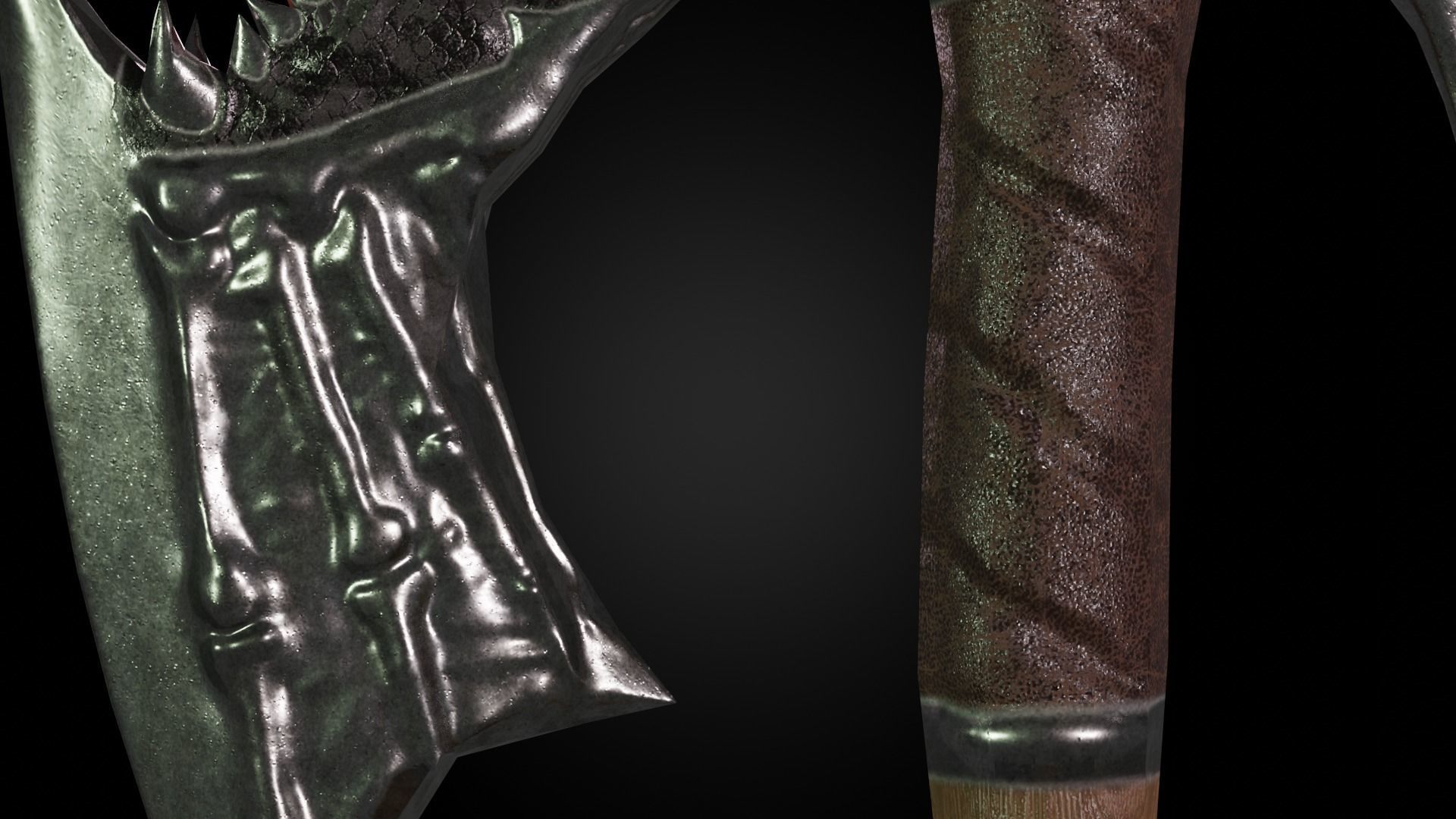 Dragon battleaxe Low-poly 3D model_6