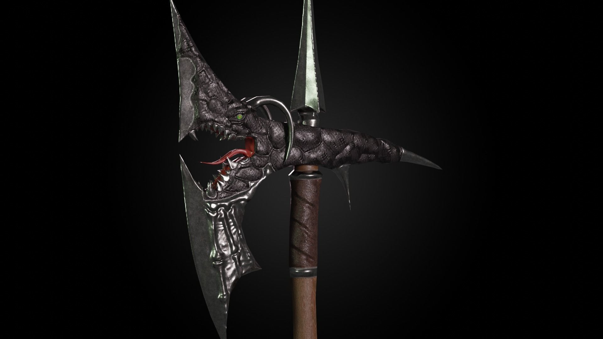 Dragon battleaxe Low-poly 3D model_19