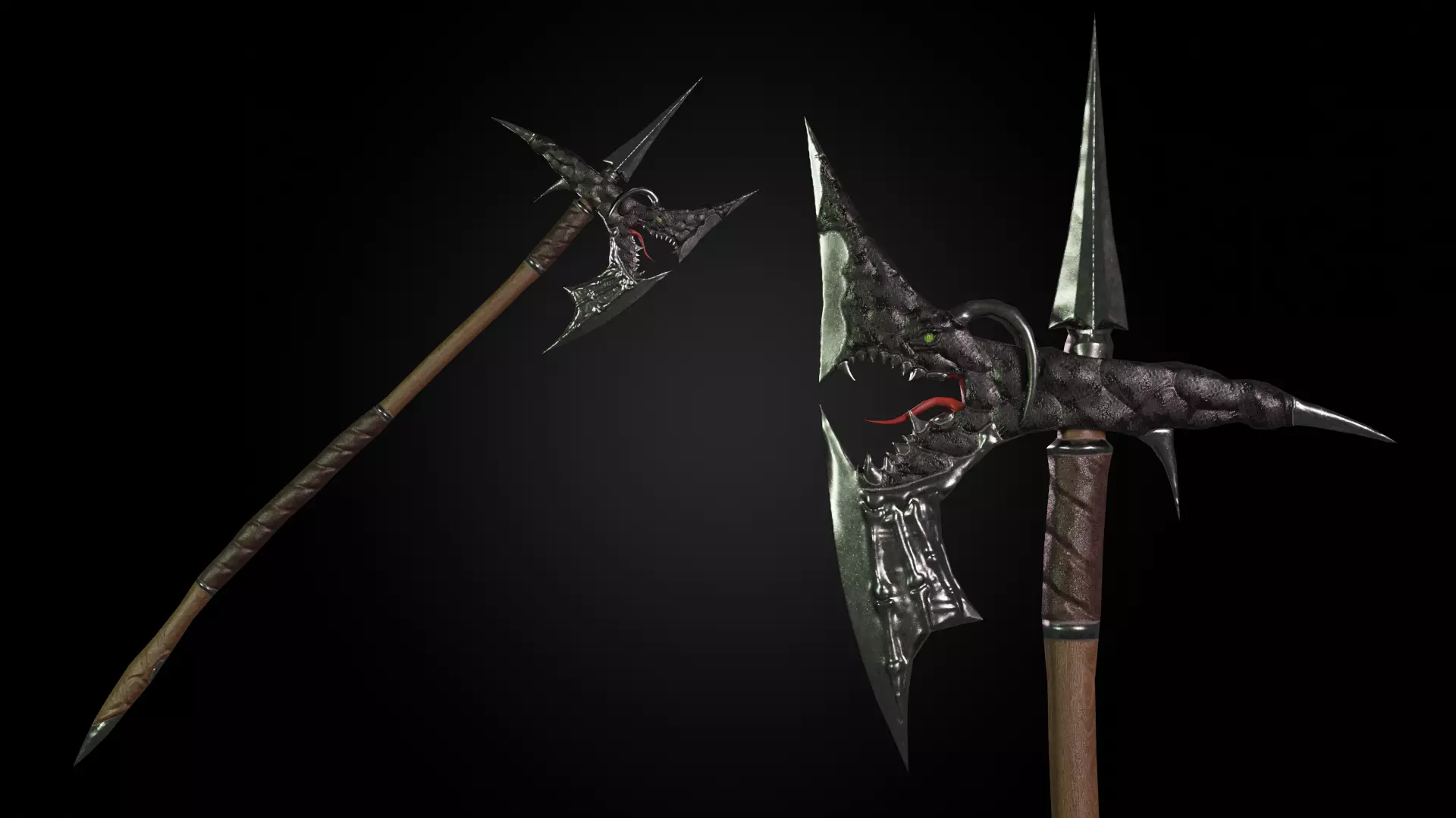 Dragon battleaxe Low-poly 3D model_0