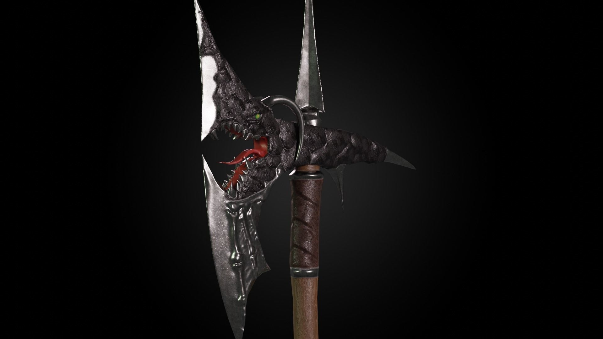 Dragon battleaxe Low-poly 3D model_20