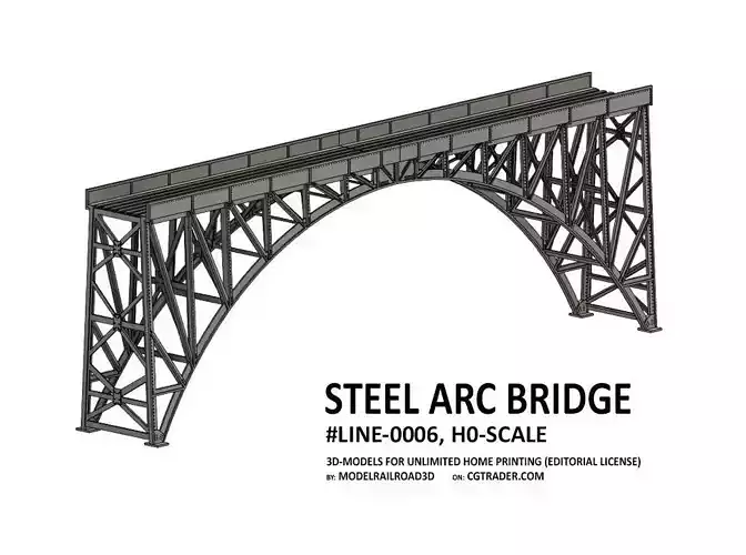 LINE-0004 Steel arc bridge riveted H0-scale 3D print model