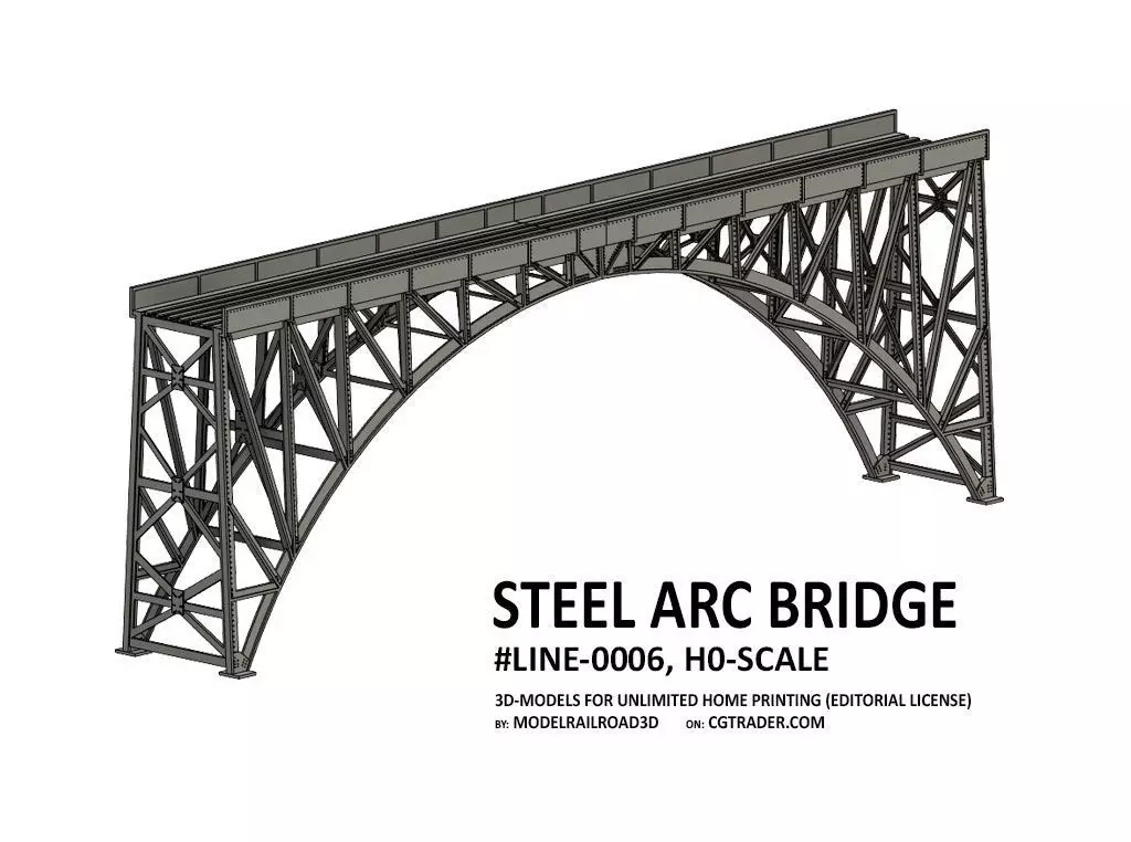 LINE-0004 Steel arc bridge riveted H0-scale 3D print model_0
