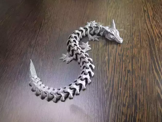 Articulated flexi dragon fidget toy 3D print model