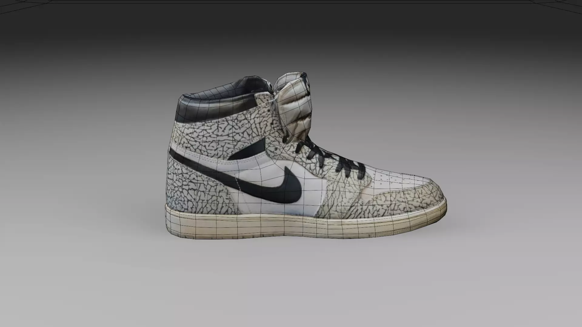 Nike Air Jordan 1Retro High OG oldgray LP Game ready Low-poly 3D model_0