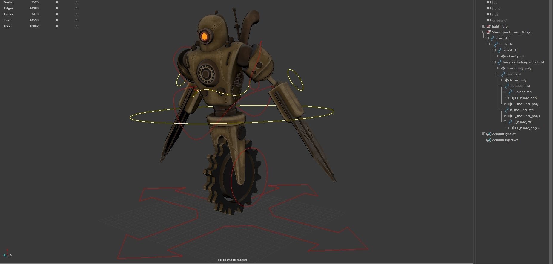 Steampunk mech Low-poly 3D model_4