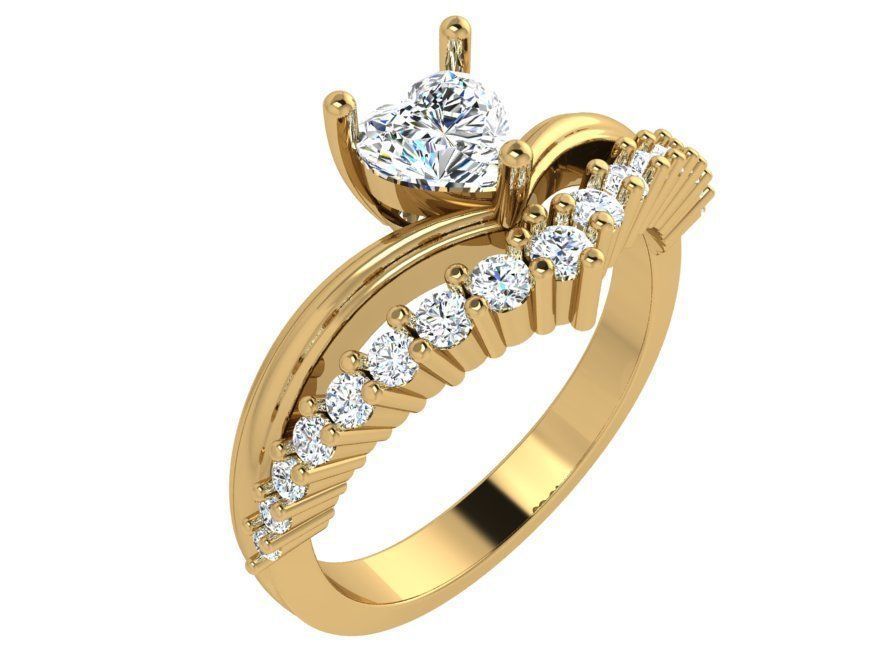 Heart Diamond Unique Ring 4744 3D print model_1