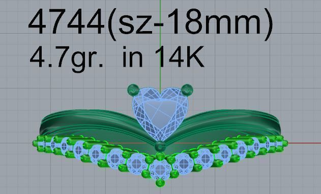 Heart Diamond Unique Ring 4744 3D print model_4