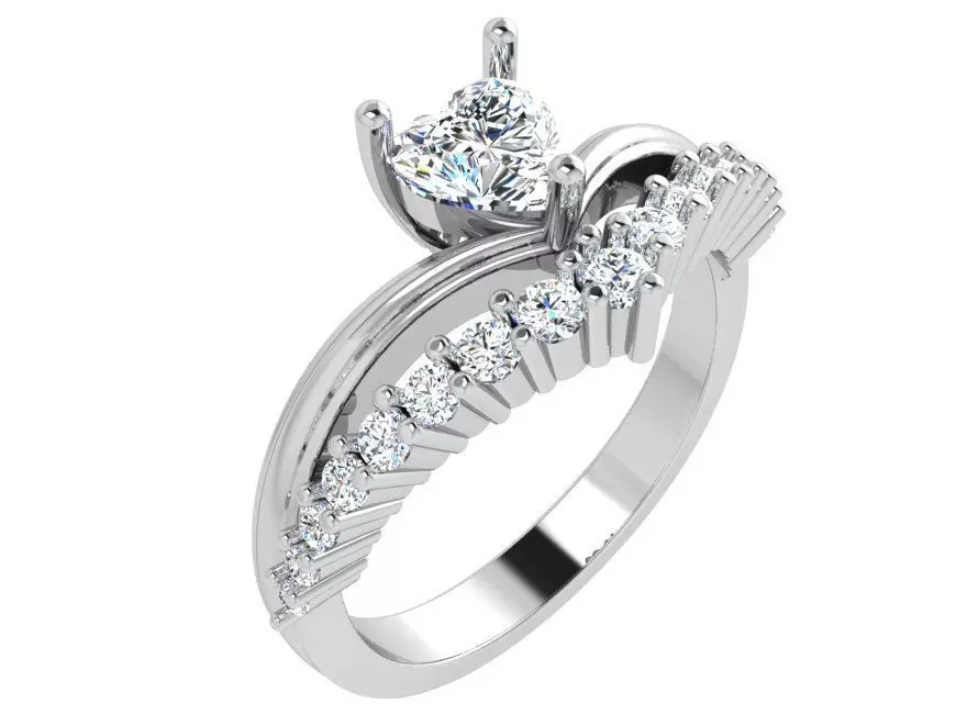 Heart Diamond Unique Ring 4744 3D print model_0