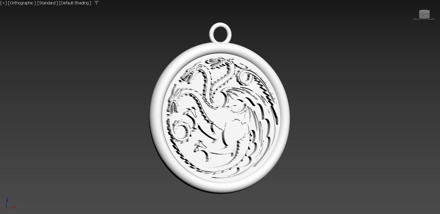 Three-Headed Dragon gold pendant jewelry 3D print model_5