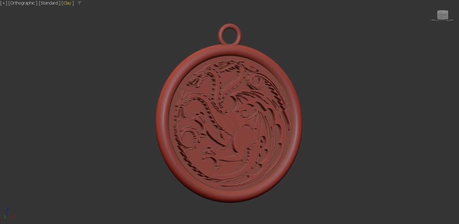 Three-Headed Dragon gold pendant jewelry 3D print model_6