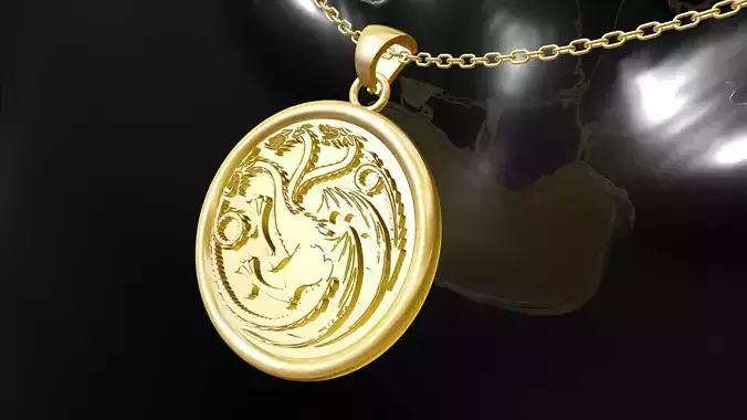 Three-Headed Dragon gold pendant jewelry