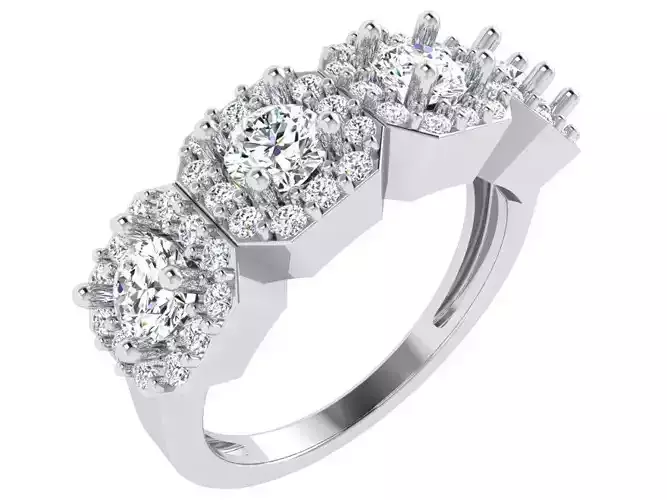 Octagonal Halo Ring 4756