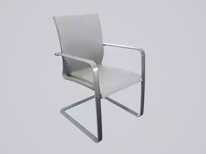 Modern chair white textile - metal silver Low-poly 3D model