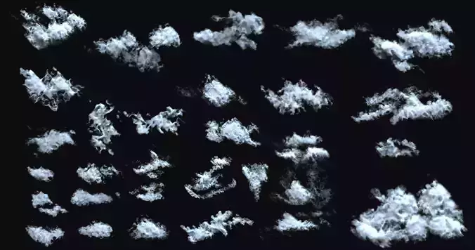 Realistic clouds - smoke - low poly pack 30 models Low-poly 3D model