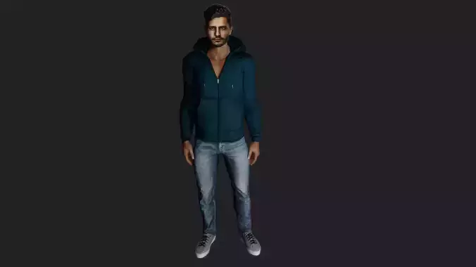 Casual Guy in Blue Hoodie