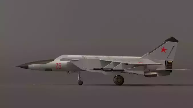 MiG-25 Fighter Jet 3D Model Lowpoly