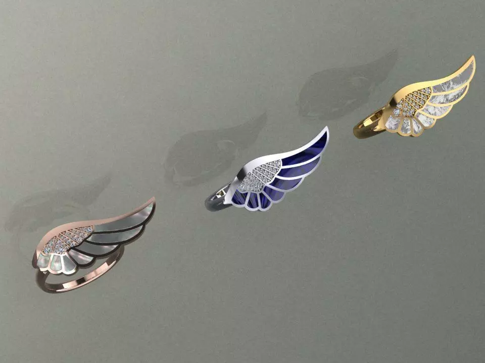 Enemal Angel wing Gold Ring 3D print model