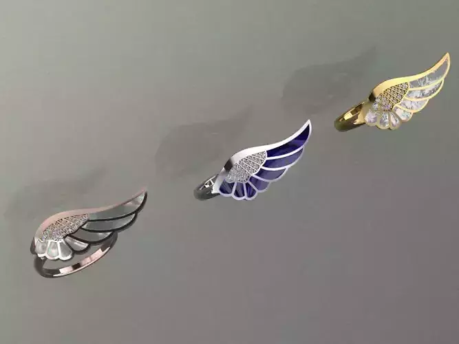 Enemal Angel wing Gold Ring