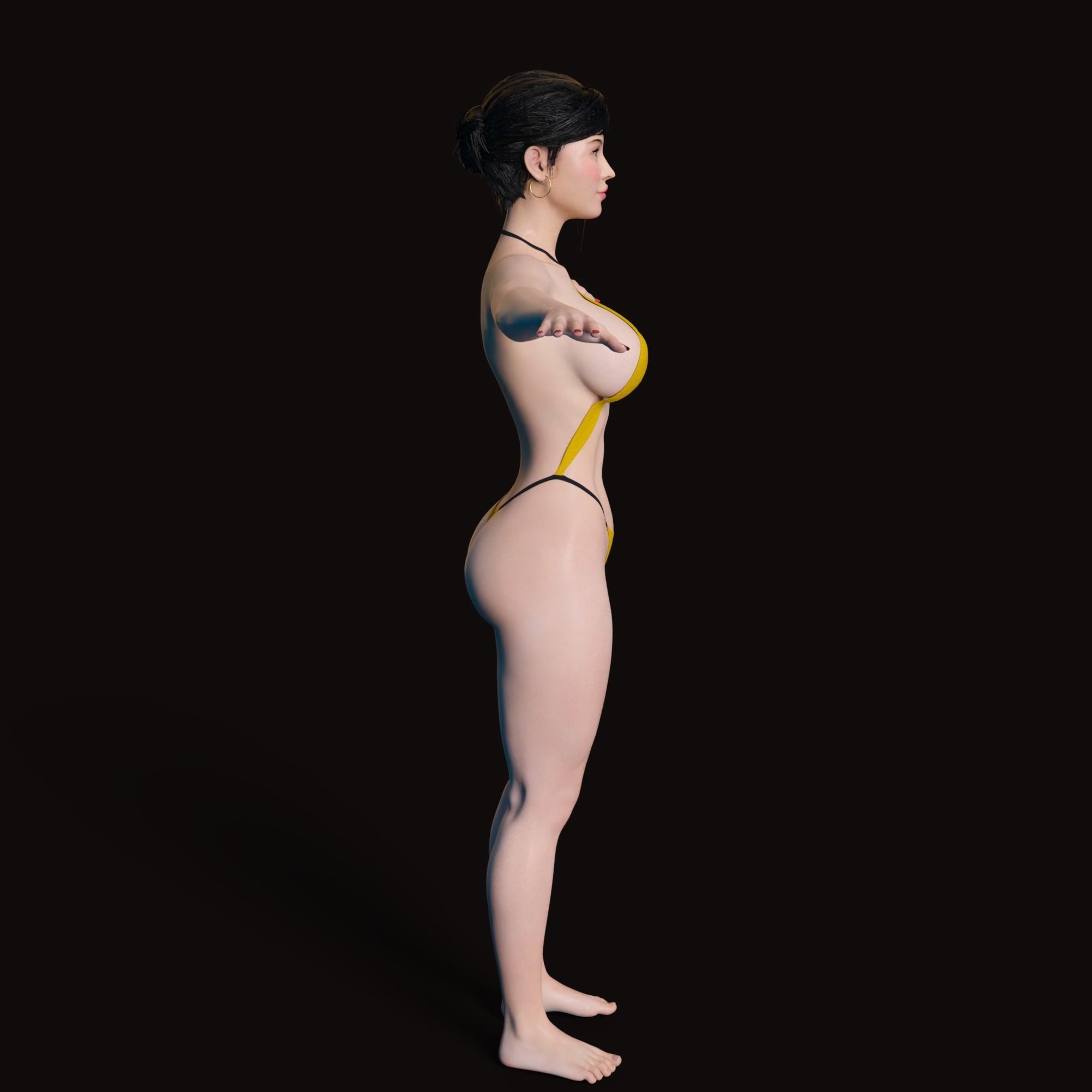 Sexy Girl Anime Style Rigged - Rina Low-poly 3D model_7