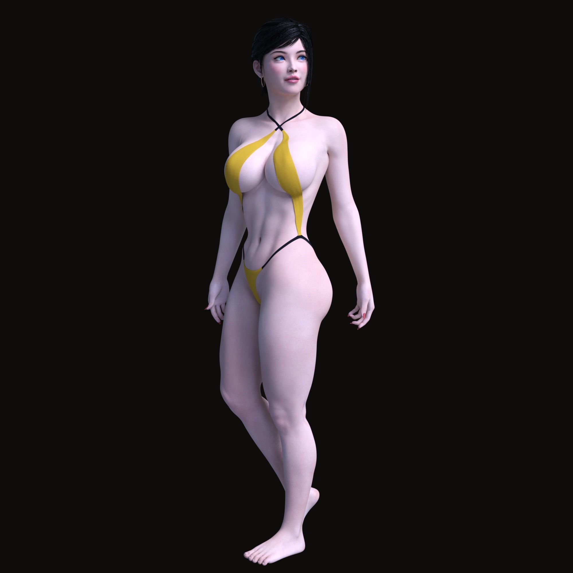Sexy Girl Anime Style Rigged - Rina Low-poly 3D model_2